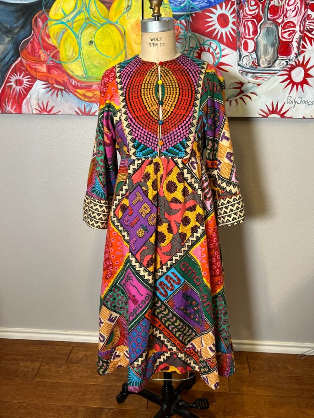 Farm Rio Dotted Patch Scarf Midi Dress Amazonia Tropicool Resort Collection - Picture 2 of 15